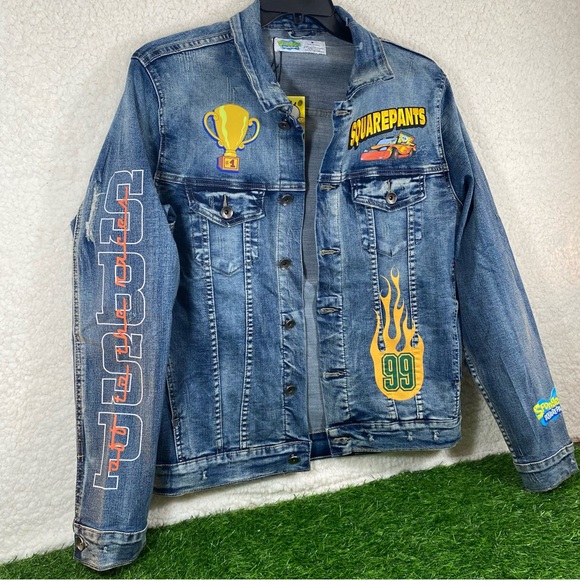 SpongeBob Denim Jean Jacket Off To The Races Women Size Medium Rare - Picture 7 of 16